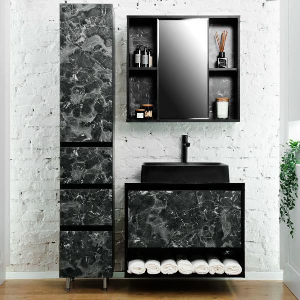 Dulap cu lavoar Montebella Sirius Pe perete / PAL / Black photo 3