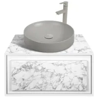 Шкаф с умывальником Montebella Bianco Настенная / ЛДСП / Серый