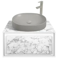 Шкаф с умывальником Montebella Bianco Настенная / ЛДСП / Серый