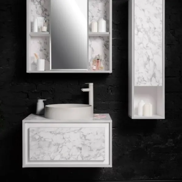 Dulap cu lavoar Montebella Bianco Pe perete / PAL / Gray photo 3