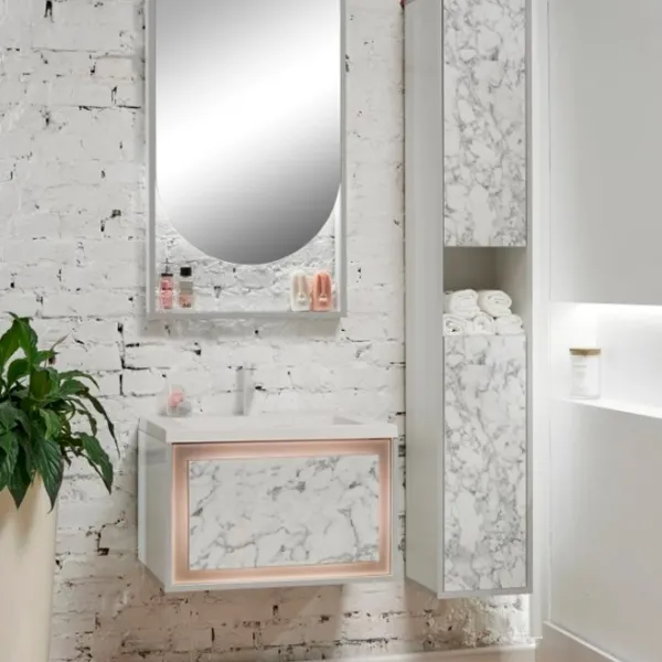 Dulap cu lavoar Montebella Bianco Pe perete / PAL / Gray photo 3