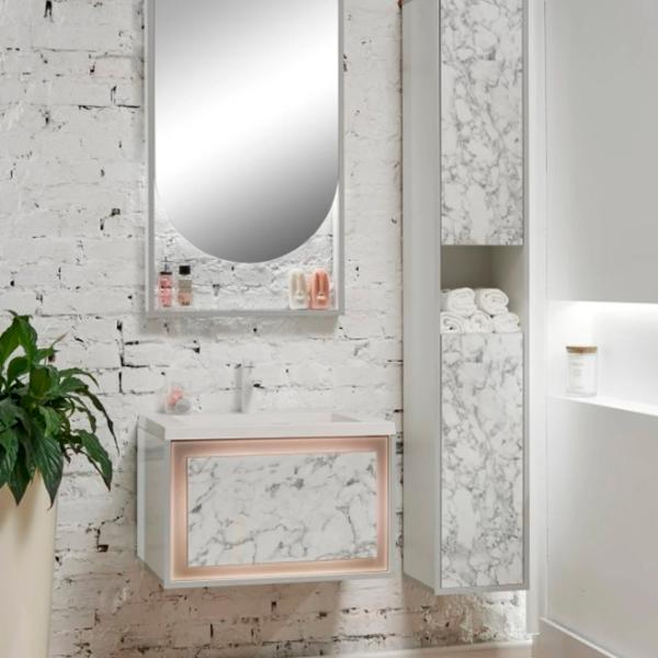Dulap cu lavoar Montebella Bianco Pe perete / PAL / Gray photo 3
