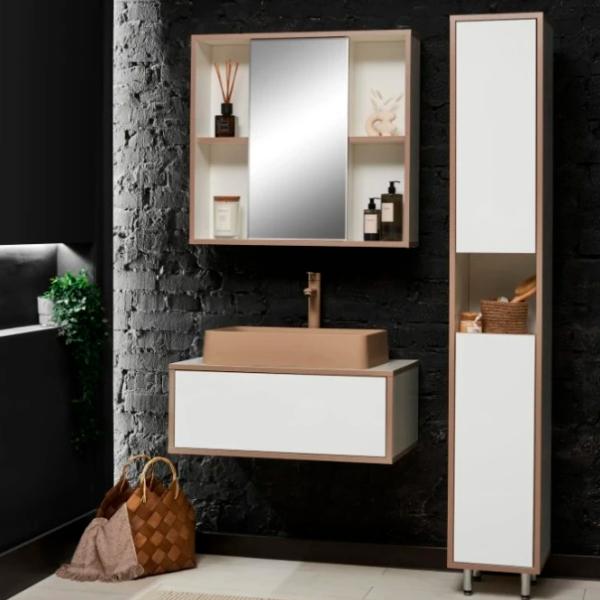Dulap cu lavoar Montebella Terra Pe perete / PAL / Beige photo 2