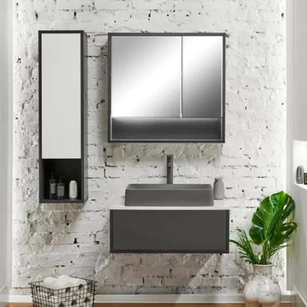 Dulap cu lavoar Montebella Neo Pe perete / PAL / Gray photo 3