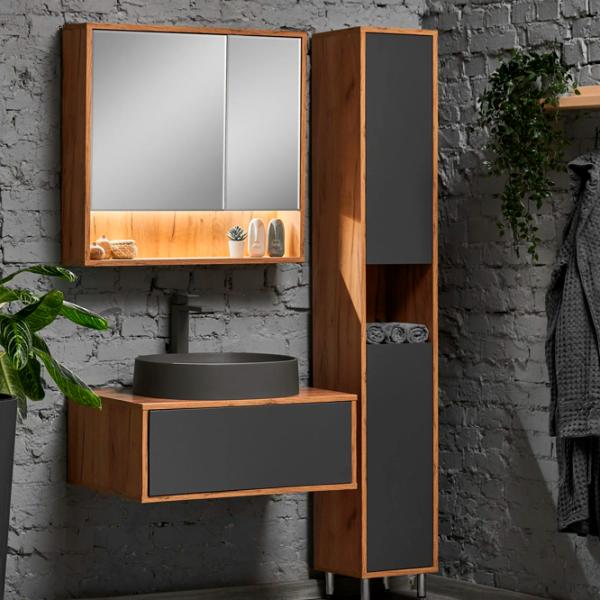 Dulap cu lavoar Montebella Spirit Pe perete / PAL / Gray photo 3