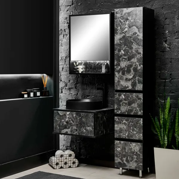 Шкаф с умывальником Montebella Nero Настенная / ЛДСП / Черный photo 3