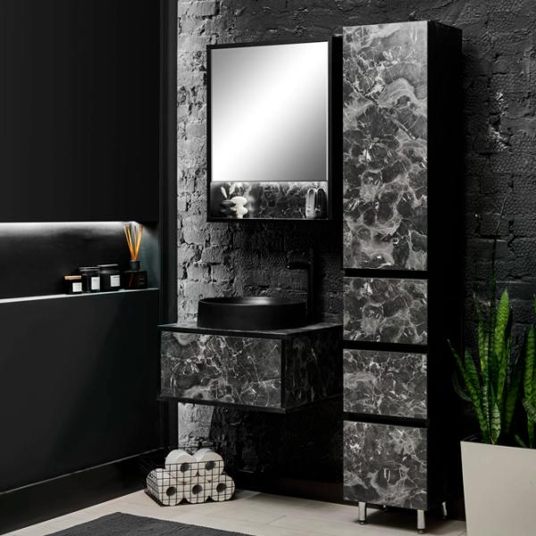 Шкаф с умывальником Montebella Nero Настенная / ЛДСП / Черный photo 3
