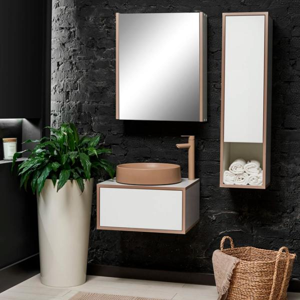 Dulap cu lavoar Montebella Terra Pe perete / PAL / Beige photo 3