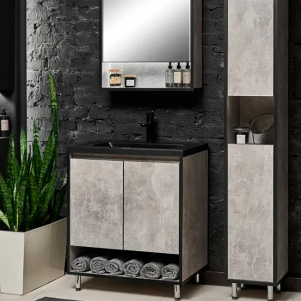 Dulap cu lavoar Montebella Loft Pe podea / PAL / Black photo 2