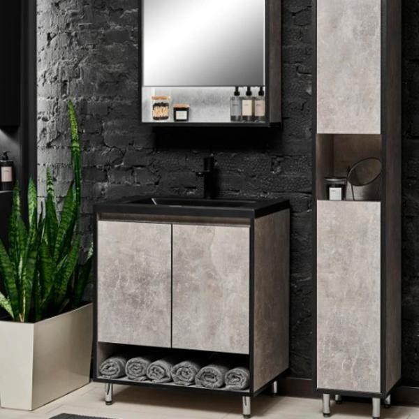 Dulap cu lavoar Montebella Loft Pe podea / PAL / Black photo 2