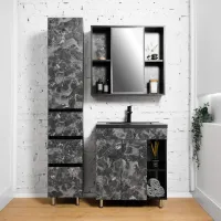 Шкаф с умывальником Montebella Nero Напольная / ЛДСП / Черный photo 3