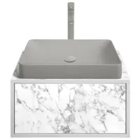 Шкаф с умывальником Montebella Bianco Настенная / ЛДСП / Серый