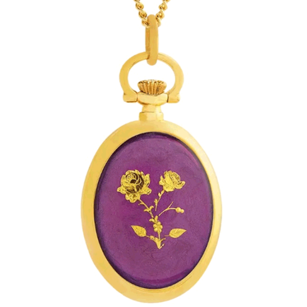 Lanț cu ceas pentru femei BERNEY 3188 Inox / Golden & Purple photo 2