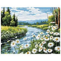 Картина по номерам Strateg Ромашки у реки SS1148 40 x 30 cm / Горизонтальная