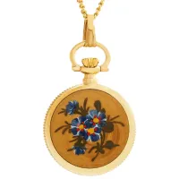Цепочка с часами для женщин BERNEY 3949 Blue Flowers нерж. сталь / Golden photo 2