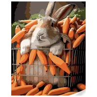 Картина по номерам Strateg Кролик в моркови SS1129 40 x 30 cm / Вертикальная