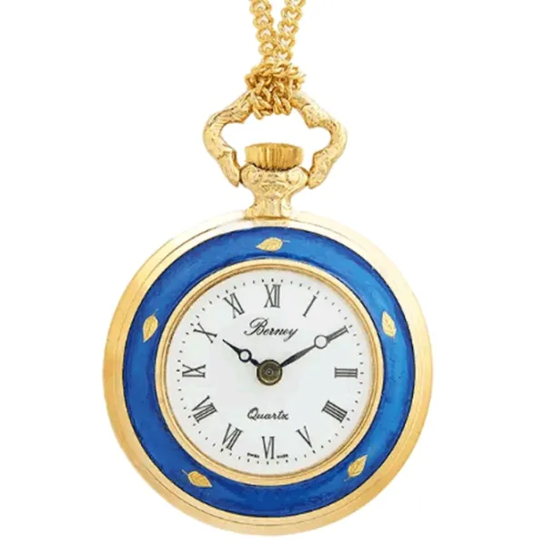 Lanț cu ceas pentru femei BERNEY 3016  Inox / Golden & Blue photo 1