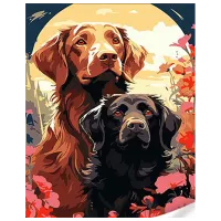 Картина по номерам Strateg Пара собачек SS1036 40 x 30 cm / Вертикальная