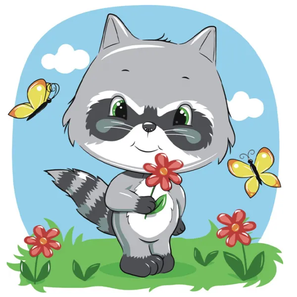 Картина по номерам Strateg Маленький енотик ES074 30 x 30 см / Вертикальная photo 1