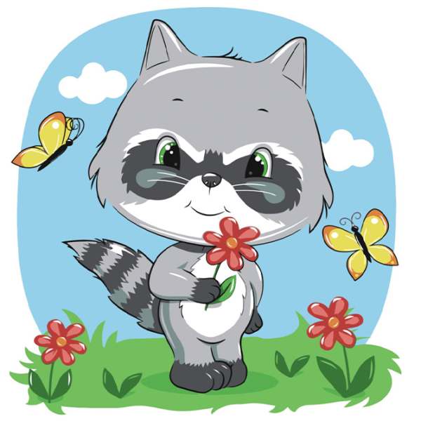 Картина по номерам Strateg Маленький енотик ES074 30 x 30 см / Вертикальная photo 1