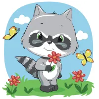 Картина по номерам Strateg Маленький енотик ES074 30 x 30 см / Вертикальная