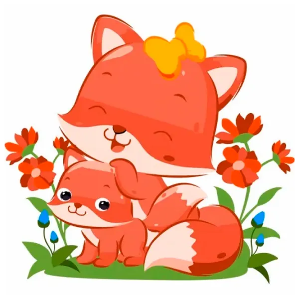 Картина по номерам Strateg Лиса с лисенком ES0850 30 x 30 см / Вертикальная photo 1