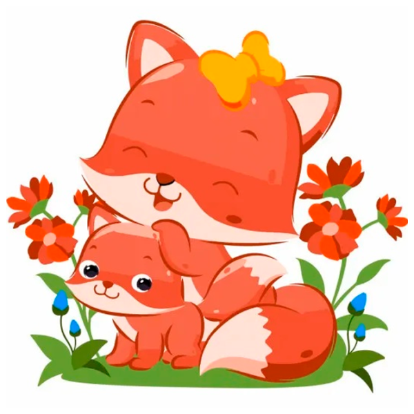 Картина по номерам Strateg Лиса с лисенком ES0850 30 x 30 см / Вертикальная photo 1