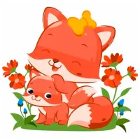 Картина по номерам Strateg Лиса с лисенком ES0850 30 x 30 см / Вертикальная