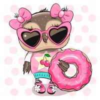 Картина по номерам Strateg Совенок с пончиком ES0816 30 x 30 см / Вертикальная