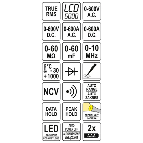 Multimetru Yato YT-73093 Digital / 60 MOm photo 6