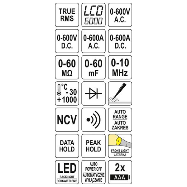 Multimetru Yato YT-73093 Digital / 60 MOm photo 6