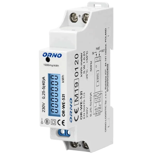 Contor electric ORNO ORWE521 White photo 1