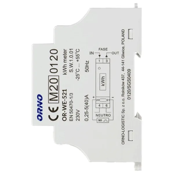 Contor electric ORNO ORWE521 White photo 2