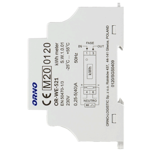 Contor electric ORNO ORWE521 White photo 2