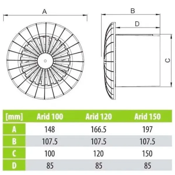 Ventilator de evacuare AirRoxy aRid 100 TS 15 W / 104 m3/ora photo 4