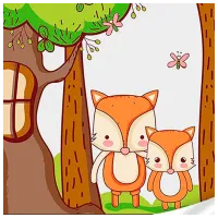 Pictură pe numere Strateg Familie drăgălașă de vulpi ES0873 30 x 30 cm / Verticală