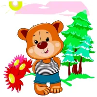 Картина по номерам Strateg Медведь с цветами ES0815 30 x 30 см / Вертикальная