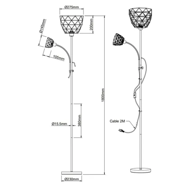 Lampadar Trio HAVAL  Black / E27 photo 2