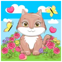 Pictură pe numere Strateg Pisicuța cu fluturi ES0855 30 x 30 cm / Verticală