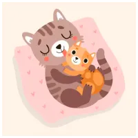 Картина по номерам Strateg Кошка и котенок ES0849 30 x 30 см / Вертикальная