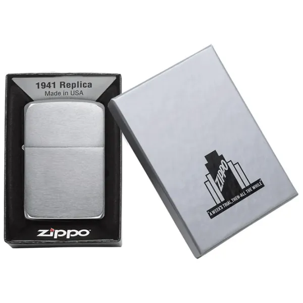 Brichetă Zippo Replica Brushed Chrome Silver / Alamă photo 5