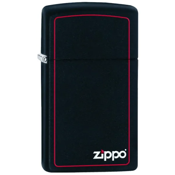 Зажигалка Zippo Slim® Black Matte with Red Border Черный / Латунь photo 1