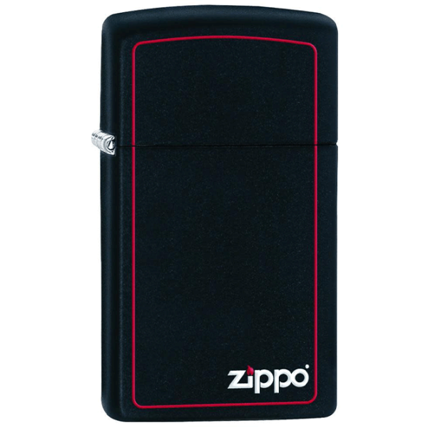 Зажигалка Zippo Slim® Black Matte with Red Border Черный / Латунь photo 1