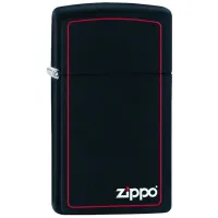 Зажигалка Zippo Slim® Black Matte with Red Border Черный / Латунь