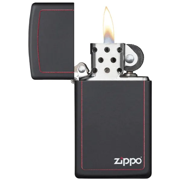 Зажигалка Zippo Slim® Black Matte with Red Border Черный / Латунь photo 2