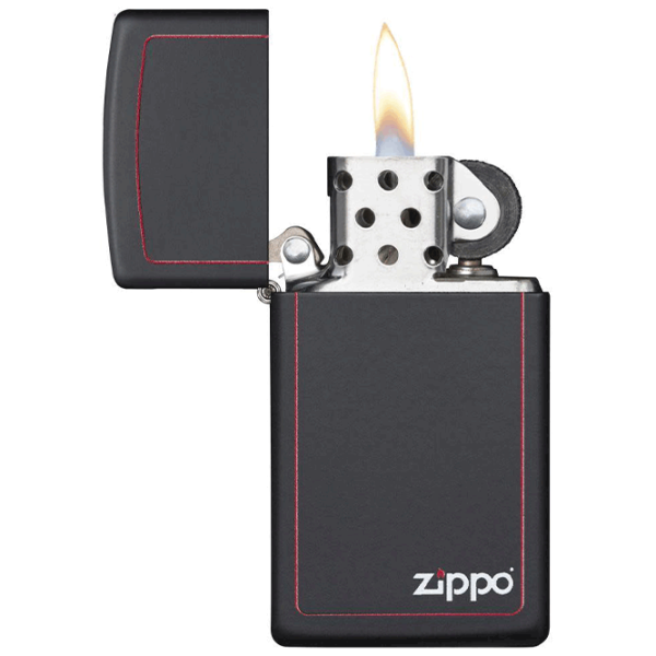 Зажигалка Zippo Slim® Black Matte with Red Border Черный / Латунь photo 2