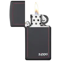 Зажигалка Zippo Slim® Black Matte with Red Border Черный / Латунь photo 2