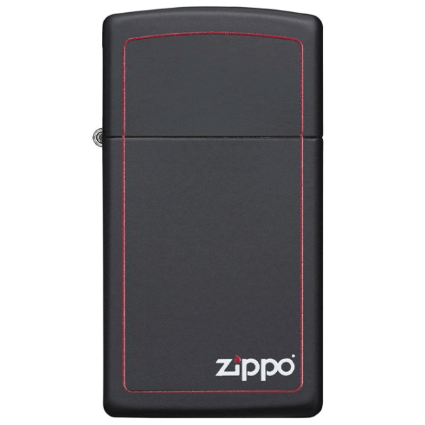 Зажигалка Zippo Slim® Black Matte with Red Border Черный / Латунь photo 4