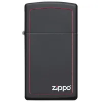 Зажигалка Zippo Slim® Black Matte with Red Border Черный / Латунь photo 4