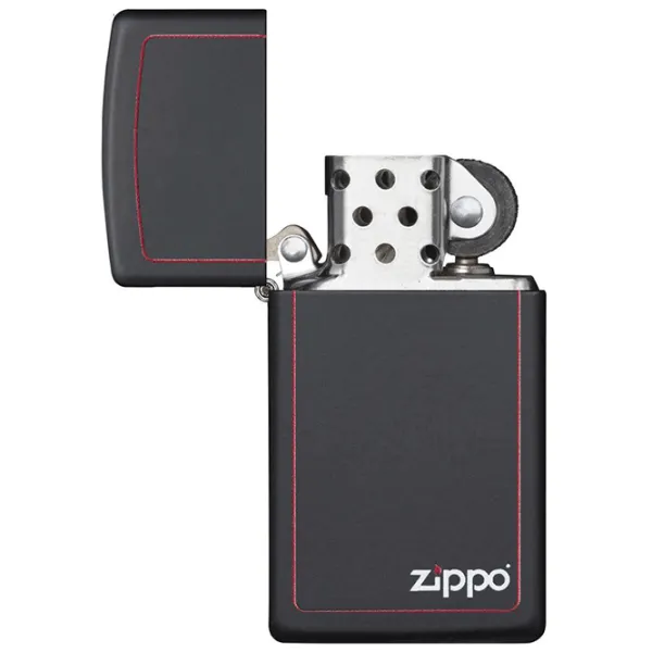 Зажигалка Zippo Slim® Black Matte with Red Border Черный / Латунь photo 5